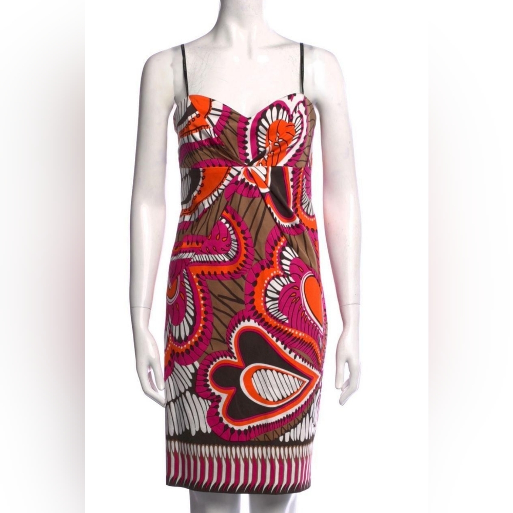 David Meister mini strapless slip dress pink orange brown 4